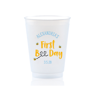 Your next child's birthday party will be abuzz with the First Bee-Day Full Color Birthday Cup. Being easily customizable text, the stylish yet highly functional cup is perfect for your baby's first birthday!
