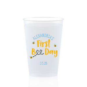 Your next child's birthday party will be abuzz with the First Bee-Day Full Color Birthday Cup. Being easily customizable text, the stylish yet highly functional cup is perfect for your baby's first birthday!
