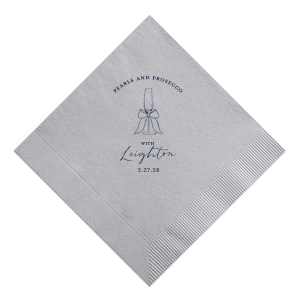 Class up your next special occasion with the Pearls and Prosecco Champagne Flute Napkin. The customizable design is available in your choice of napkin style and color, along with personalized text in a variety of foil stamp colors. Perfect for weddings, engagements, anniversaries, and more!