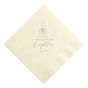 Give a resounding cheer at your next special occasion with the Pearls and Prosecco Champagne Toast Napkin. The customizable design is available in your choice of napkin style and color, along with personalized text in a variety of foil stamp colors. Perfect for weddings, engagements, anniversaries, and more!