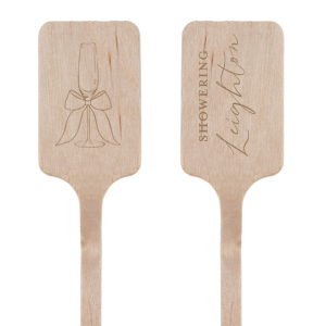 Get things stirred up at your next shindig with the Pearls and Prosecco Stir Stick. Available in a variety of shapes and materials, customize the text in your choice of foil stamp colors to add your unique touch to your personalized party items. 