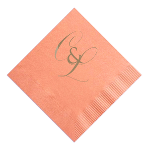 The Elegant Swirl Script Initials Napkin showcases the couple’s Initials in a fancy, swirling script, elegantly intertwined for a sophisticated touch. Stacked artistically and interconnected by a bold ampersand, this design radiates elegance, adding a uniquely graceful accent to any celebration.