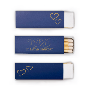 Light up the party with the XOXO Bridal Shower Matchbox featuring playful swirls that spell out hugs and kisses. The bride's name makes a lively statement on the front, and whimsical hearts on the back spread the love.