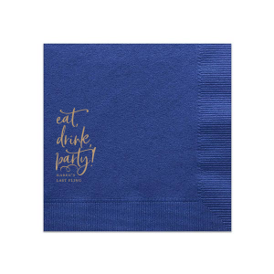 Revel in merriment with the Eat, Drink, Party Napkin featuring playful script that dances up the side, beckoning guests to indulge. Perfect for any festivity, these napkins add a splash of joy to your table setting and celebration.