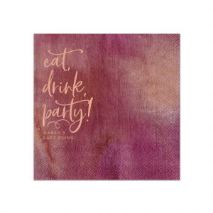 Revel in merriment with the Eat, Drink, Party Napkin featuring playful script that dances up the side, beckoning guests to indulge. Perfect for any festivity, these napkins add a splash of joy to your table setting and celebration.