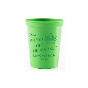 The pickings are ripe so get them while you can! The Fresh Off The Market Bachelorette Cup is a fun a vibrant addition to any bachelorette party, fully customizable with your choice of color and cup style. What could be sweeter?