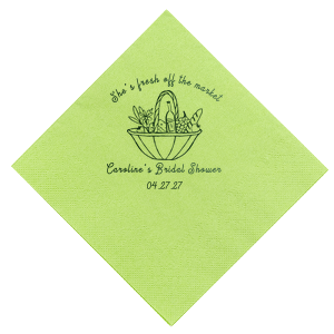 There's nothing sweeter than a perfect bachelorette party, and Fresh Off The Market Bachelorette Napkin is here to make it a reality. The vibrant napkin features a bountiful hand basket brimming with fruit. Customize the design with your choice of colors and style to create the perfect accessory for your special occasion. 