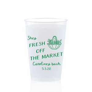 The pickings are ripe so get them while you can! The Fresh Off The Market Bachelorette Cup is a fun a vibrant addition to any bachelorette party, fully customizable with your choice of color and cup style. What could be sweeter?