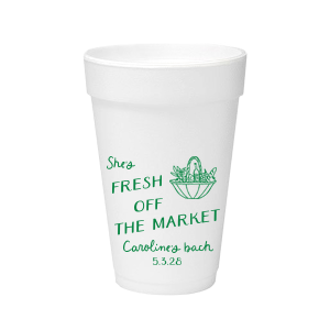 The pickings are ripe so get them while you can! The Fresh Off The Market Bachelorette Cup is a fun a vibrant addition to any bachelorette party, fully customizable with your choice of color and cup style. What could be sweeter?