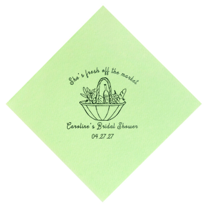 There's nothing sweeter than a perfect bachelorette party, and Fresh Off The Market Bachelorette Napkin is here to make it a reality. The vibrant napkin features a bountiful hand basket brimming with fruit. Customize the design with your choice of colors and style to create the perfect accessory for your special occasion. 