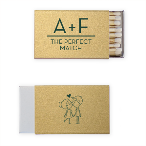 Spark a celebration of love's formula with the Perfect Match Initials Matchbook, where initials and a plus sign solve for bliss. This clever design playfully declares your union as the solution to 'The Perfect Match.'