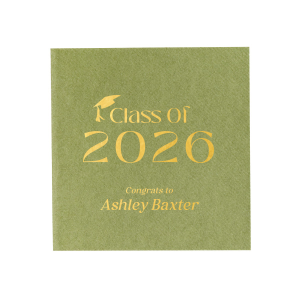 Go with a classic this graduation season with the Graduation Cap & Year Napkin. Perfect for celebrating accomplishments and graduations with easily customizable text and a wide variety of colors and styles. This design is a must have for new graduates. 