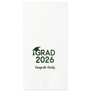 The personalized Graduation Year Napkin is great for graduation themed parties and are a must-have for your next event. Celebrate the once in a life time achievement with personalized text for well wishes, all in your choice of napkin color and style.