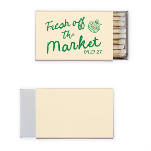 Leave a striking impression at your next bachelorette party with the Fresh Off The Market Bachelorette Matchbook. The stylish and sleek party favor is perfect for adding a memorable accessory to your next special occasion.