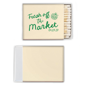 Leave a striking impression at your next bachelorette party with the Fresh Off The Market Bachelorette Matchbook. The stylish and sleek party favor is perfect for adding a memorable accessory to your next special occasion.