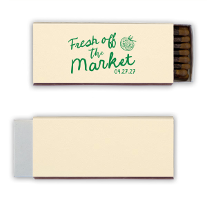 Leave a striking impression at your next bachelorette party with the Fresh Off The Market Bachelorette Matchbook. The stylish and sleek party favor is perfect for adding a memorable accessory to your next special occasion.