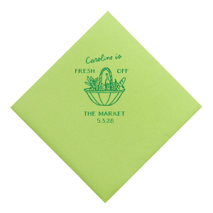 There's nothing sweeter than a perfect bachelorette party, and Fresh Off The Market Bachelorette Napkin is here to make it a reality. The vibrant napkin features a bountiful hand basket brimming with fruit. Customize the design with your choice of colors and style to create the perfect accessory for your special occasion. 