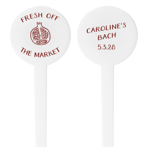 The Fresh Off The Market Bachelorette Stir Stick is a cute addition to any party event, making a unique accent that is one of a kind. The two-sided design features customizable text with your name and date on one side and a trio of strawberries on the other. Perfect for fruity refreshments at your next bachelorette party or bridal shower.