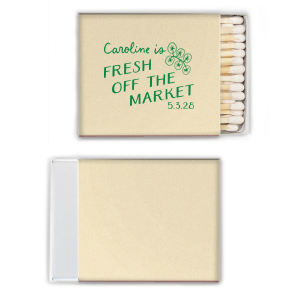 Leave a striking impression at your next bachelorette party with the Fresh Off The Market Bachelorette Matchbook. The stylish and sleek party favor is perfect for adding a memorable accessory to your next special occasion.