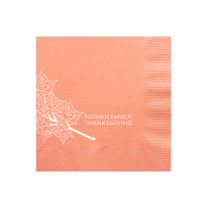 Personalized Burnt Sienna Cocktail Napkin with Matte Ivory Foil has a Full Bleed Autumn Leaves graphic and is good for use in Thanksgiving and Fall themed parties and will impress guests like no other. Make this party unforgettable.