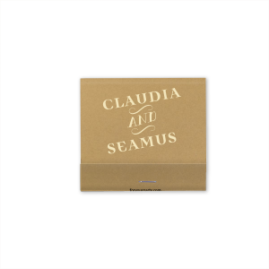 Our custom Natural Kraft 30 Strike Matchbook with Matte Ivory Foil can be personalized to match your party's exact theme and tempo.
