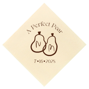 The ever-popular Cream Cocktail Napkin (Foil) with Matte NEW Chocolate Foil has a Perfect Pear Black graphic and is good for use in Wedding, Food themed parties and couldn't be more perfect. It's time to show off your impeccable taste.