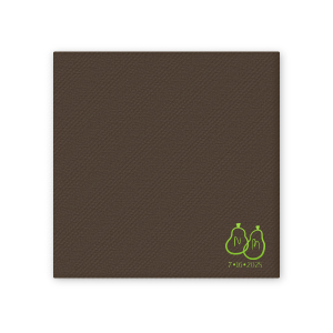 Our beautiful custom Brown Dinner Napkin (Foil) with Shiny Kiwi / Lime Foil has a Perfect Pear Black graphic and is good for use in Wedding, Food themed parties and will impress guests like no other. Make this party unforgettable.