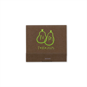 ForYourParty's personalized Natural Milk Chocolate 30-Strike Matchbook (Foil) with Shiny Kiwi / Lime Foil has a Perfect Pear Black graphic and is good for use in Wedding, Food themed parties and are a must-have for your next event—whatever the celebration!