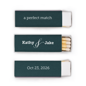 Custom Poptone Teal/Peacock Lipstick Matchbox with Shiny Sterling Silver Foil can be customized to complement every last detail of your party.