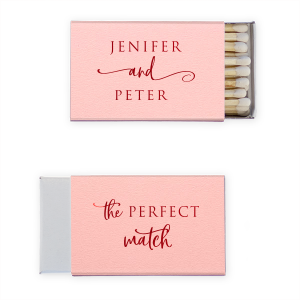 Strike a note of sophistication with the Stacked and Swirled Perfect Match, where the couple's names are boldly stacked, linked by a decorative, flourished "and." The reverse declares "The Perfect Match" in a harmonious blend of fonts, symbolizing the beautiful convergence of two lives into one.