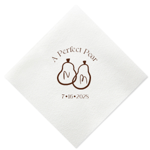 The ever-popular Cream Cocktail Napkin (Foil) with Matte NEW Chocolate Foil has a Perfect Pear Black graphic and is good for use in Wedding, Food themed parties and couldn't be more perfect. It's time to show off your impeccable taste.