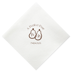 The ever-popular Cream Cocktail Napkin (Foil) with Matte NEW Chocolate Foil has a Perfect Pear Black graphic and is good for use in Wedding, Food themed parties and couldn't be more perfect. It's time to show off your impeccable taste.