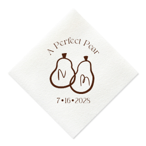 The ever-popular Cream Cocktail Napkin (Foil) with Matte NEW Chocolate Foil has a Perfect Pear Black graphic and is good for use in Wedding, Food themed parties and couldn't be more perfect. It's time to show off your impeccable taste.