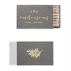Celebrate a family's legacy with the Script Family Name and Established Year Match. The family name is charmingly scripted, while the foundation year anchors the design. This matchbook embodies joy and the start of a new family era, making it a delightful keepsake.