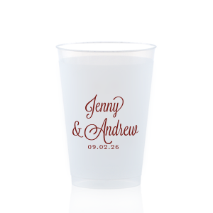 Sip in style with the Formal Names Swirly Script Cup, where elegance meets celebration. The couple's names take center stage, rendered in a beautiful script full of curls and swirls. This convivial design, completed with the event date, adds a touch of sophistication, making every drink a part of the joyous occasion.