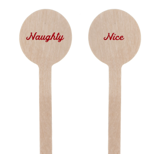 Naughty or Nice Stir Stick is a natural wood cocktail stirrer stamped in festive red script—“Naughty” on one, “Nice” on the other. Fun, photo‑ready mixers for holiday cocktails, cocoa bars, and eggnog. Eco‑friendly and party‑proof.
