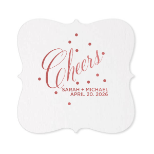 Custom Eggshell Round Coaster with Shiny Rose Quartz Foil can be personalized to match your party's exact theme and tempo.