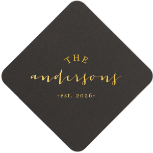 Our beautiful custom Eggshell Square Coaster with Matte Spruce Foil will give your party the personalized touch every host desires.