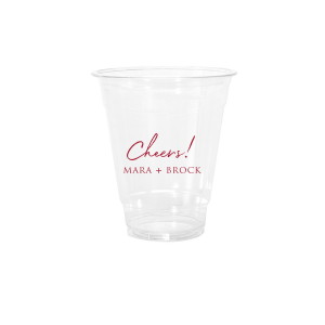 Raise a toast with the Cheers to the Couple Name Cup, where festivity meets elegance. A large, fanciful "Cheers!" in an exuberant script sets the stage for celebration, while the couple's names in bold capitals underscore the personal touch. This frosted cup's simple yet impactful design perfectly encapsulates the spirit of a joyous toast to love and unity.