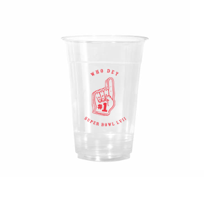 The Big Game Sports Cup features a bold, energetic design highlighted by a hand “number one” foam finger graphic, capturing classic game-day spirit in a fun, modern way. Crafted in a reusable, shatterproof style, it brings both durability and excitement to any celebration. Amazing for sports parties, tailgates, or championship viewing events.