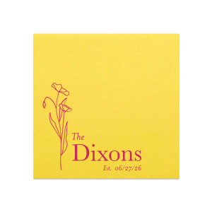Our beautiful custom Lemon Dinner Napkin (Foil) with Matte Fuchsia Foil has a Stem Cosmos Flower graphic and is good for use in Floral themed parties and will look fabulous with your unique touch. Your guests will agree!