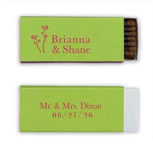 Our custom Poptone Kiwi Cigar Matchbox (Foil) with Matte Fuchsia Foil has a Branch graphic and is good for use in Floral themed parties and will add that special attention to detail that cannot be overlooked.