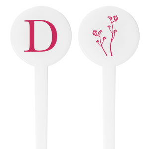 Our beautiful custom White Round Plastic Stir Stick (Foil) with Matte Fuchsia Foil has a Branch graphic and is good for use in Floral themed parties and are a must-have for your next event—whatever the celebration!