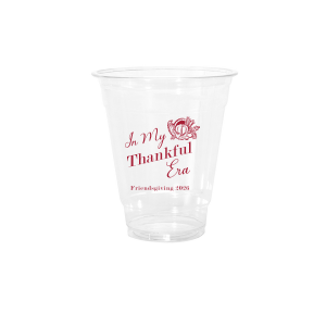 In My Thankful Era Cup—frosted, shatterproof, and reusable with a harvest icon and playful typography. Personalize the event line and ink color. Built for Friendsgiving spreads, potlucks, tailgates, and cozy cocktail hours; cheers to gratitude season.
