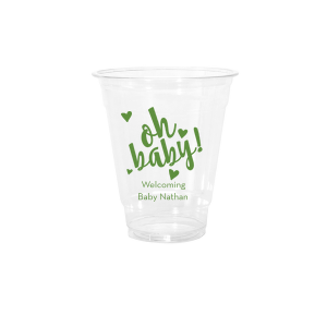 The Oh Baby Cup features cheerful hand-lettered wording surrounded by sweet heart accents with personalized details displayed below. Welcome your newest little love with a custom keepsake that adds warmth to every sip. Perfect for baby showers, sip-and-see celebrations, and gender reveal parties.