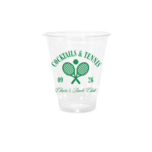 You'll love sipping from the Cocktails & Tennis Cup from our Country Club collection at your next party! The trendy and sporty design is perfect for outdoor summertime events and is available in a wide variety of colors and cup styles, personalizing it to your exact tastes. Featuring customizable text to add your own message, your guests will surely take notice.