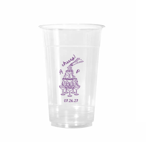 Enjoy a new spin on our classic design with the Champagne Tower Initials Cup. Featuring the initials of the couple alongside a fabulous champagne tower, the sleek cup can be personalized in your choice of ink colors to make it unique as yourself!