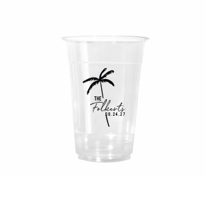 Palm Tree Family Name Cup is a frosted shatterproof cup with a sleek palm silhouette, stacked small‑caps “THE,” flowing family script, and a tidy date, easy to personalize and perfect for beach weddings, poolside parties, tropical birthdays, and vacation homes.