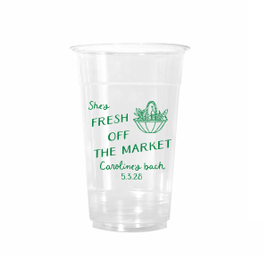 The pickings are ripe so get them while you can! The Fresh Off The Market Bachelorette Cup is a fun a vibrant addition to any bachelorette party, fully customizable with your choice of color and cup style. What could be sweeter?