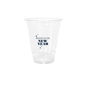 Ringin’ In The New Year Cup is a sleek black shot cup stamped with bold white type and twinkling stars—perfect for countdown shots, bar carts, and party favors.